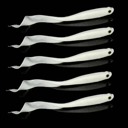 White soft plastic fishing lures.