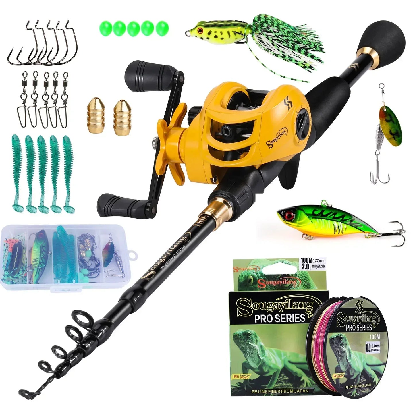 Premium Baitcasting Fishing Rod Combo Kit